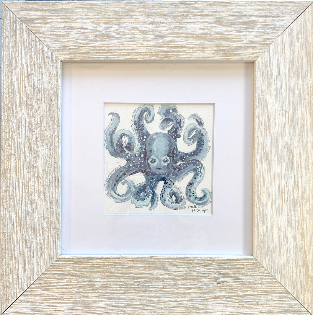 Blue and Teal Octopus Original Watercolor