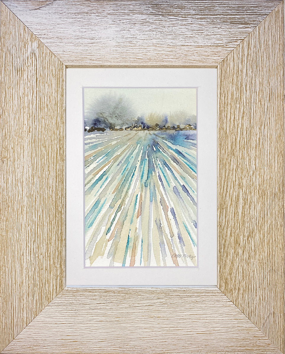 Farm Field with Teals Original Watercolor