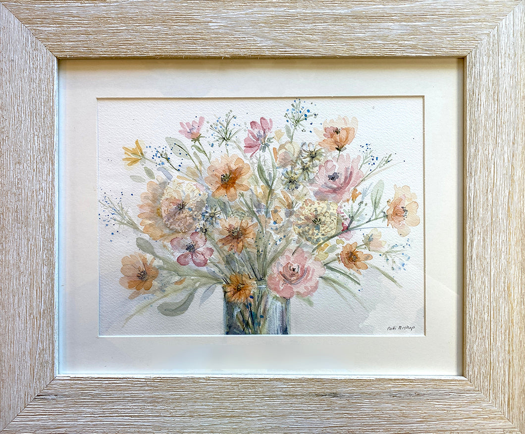 Peach and Pink Bouquet Original Watercolor