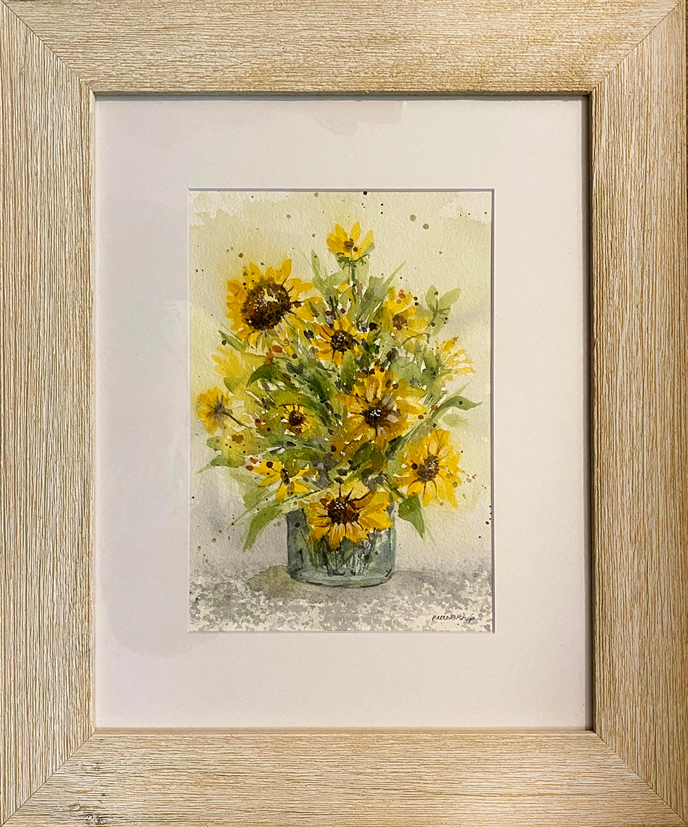 Sunflowers in a Jar Original Watercolor