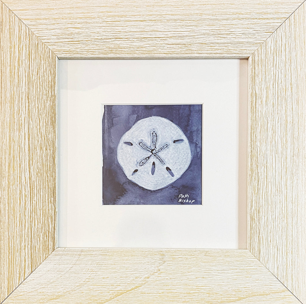 White Sand Dollar on Indigo Original Watercolor