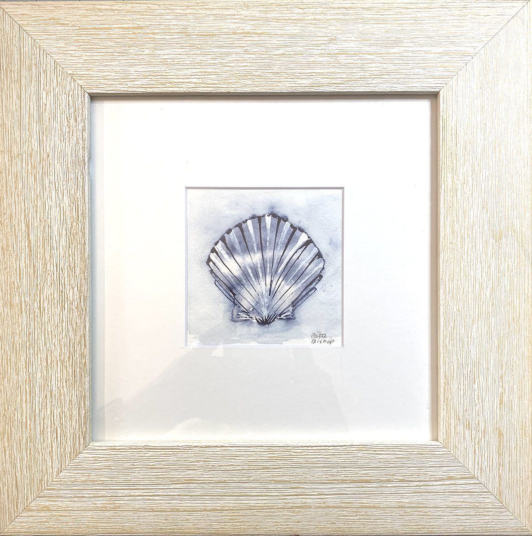 White and Blue Shell Original Watercolor